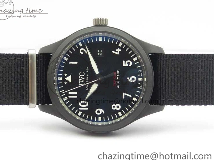 MIROTIME 1222 Pilot IW326901 Real Ceramic MK 1:1 Best Edition Black Dial On Nylon Strap MIYOTA FastDry 7126